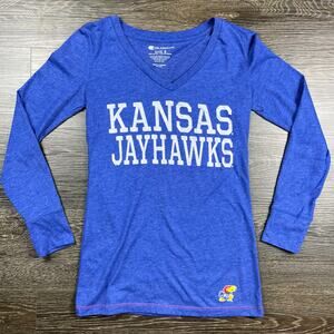 Women’s Coliseum KU Jayhawks along Sleeve Shirt Small Blue RockChalk NCAA